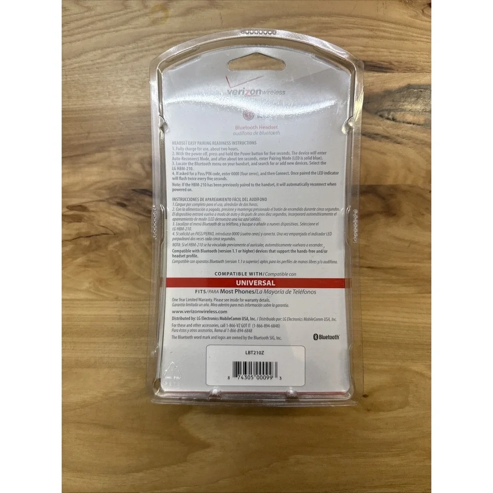 Verizon Wireless LG Bluetooth Headset LG Universal LBT210Z New In Box